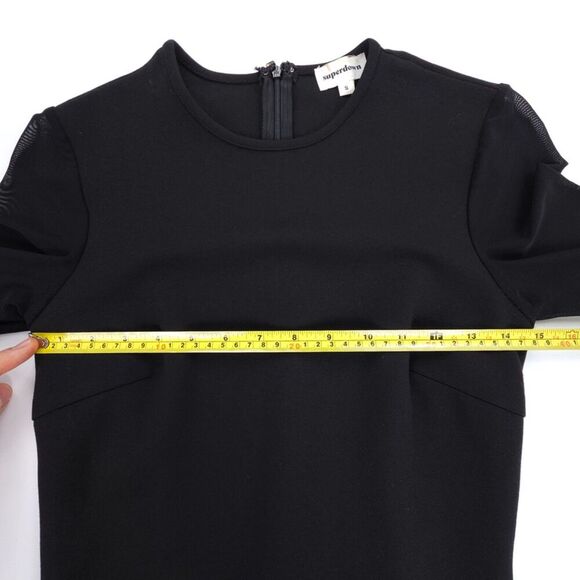 SUPERDOWN Nia Bodycon Dress 90s Sexy Mesh Long Sleeve Mini Black Party Glam Y2k - Picture 3 of 9